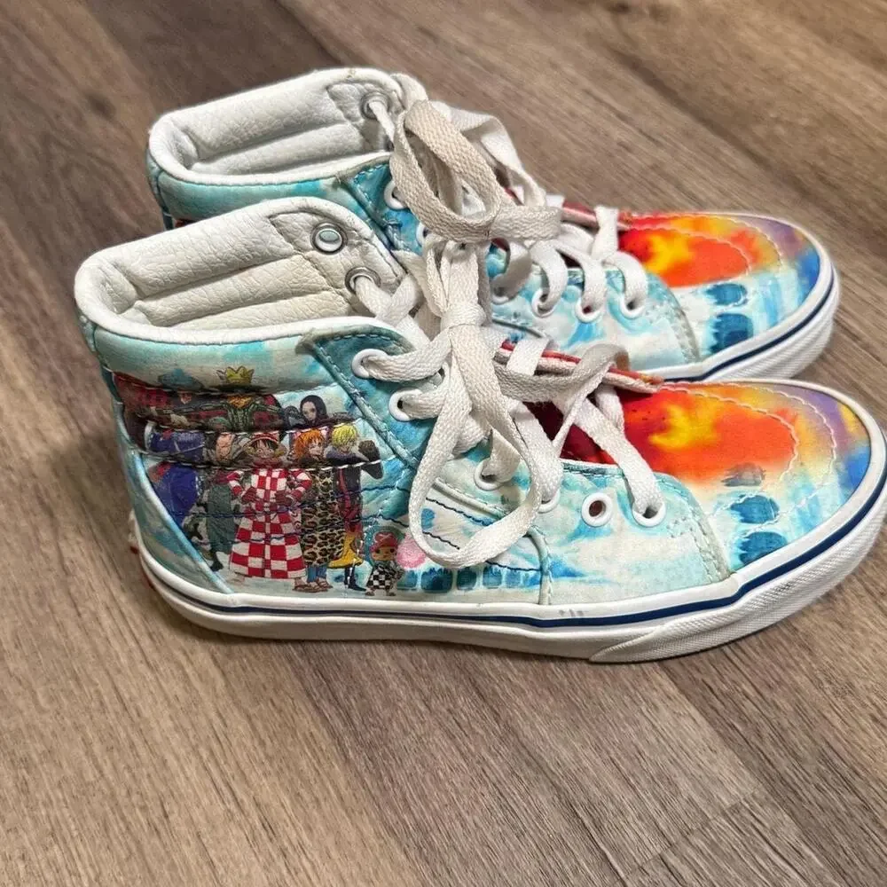 Vans Kids Size 1 Multicolor Low Top Skate Sneakers Canvas Lace Up Youth Shoes